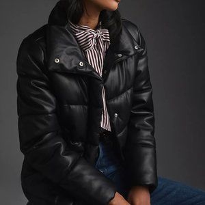 Avec Les Filles Faux Leather Puffer Coat